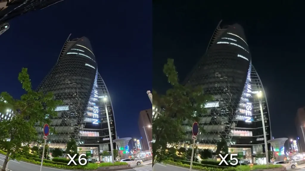 Insta360 X6 vs X5 low-light comparison