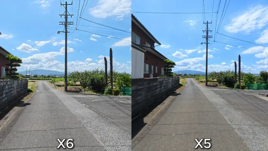 Insta360 X6 vs X5 daytime comparison