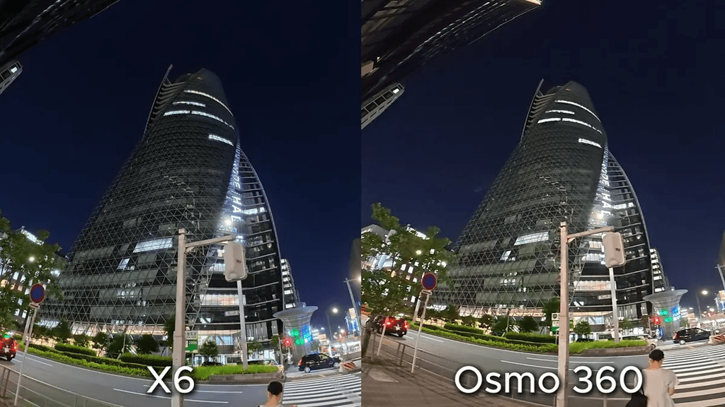 Insta360 X6 vs DJI Osmo 360 II 夜景低光錄影對比